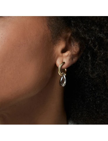 Pendientes Viceroy Mujer Acero Dorado y Eslabón Plateado Desmontable 15195E01012