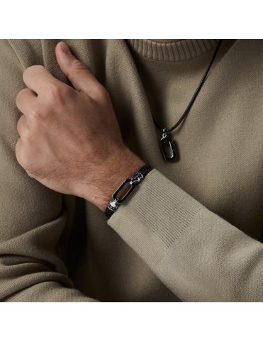 Pulsera Viceroy Hombre Acero y Piel Trenzada con Cierre de Mosquetón 15202P01010