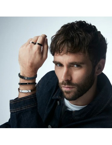 Pulsera Viceroy Hombre Acero y Piel Negra con Tornillo de Oro Rosa 9K 6487P01010