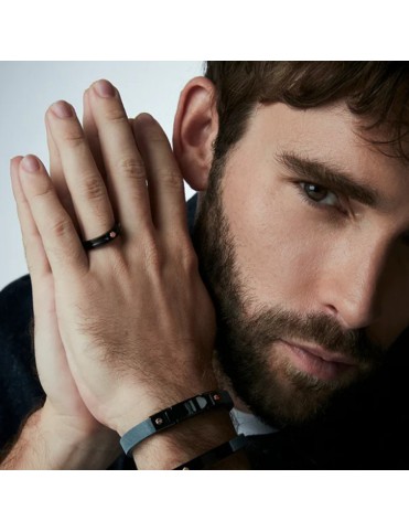 Anillo Viceroy Hombre Acero IP Negro con Tornillo de Oro Rosa 9K 6488A02213