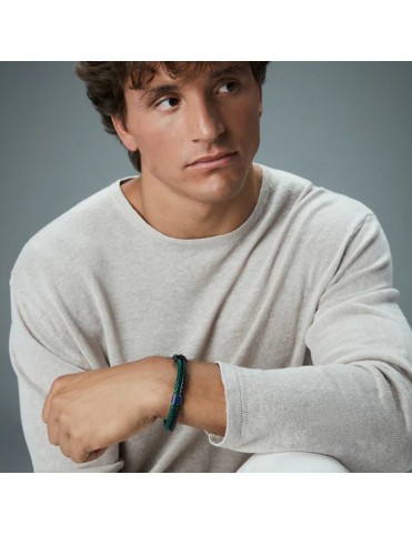 Pulsera Viceroy Hombre Acero y Piel Negra 75426P01016