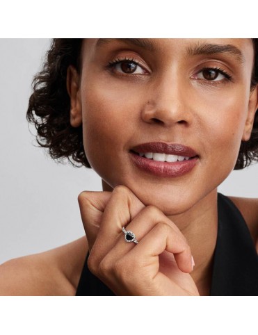 Anillo Pandora Corazón Negro Elevado 198421C04-54