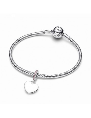 Charm Pandora Colgante Corazón Grabable Rosa 793926C02