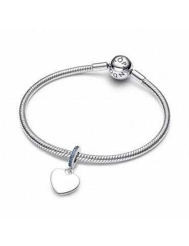 Charm Pandora Colgante Corazón Grabable Azul 793926C03