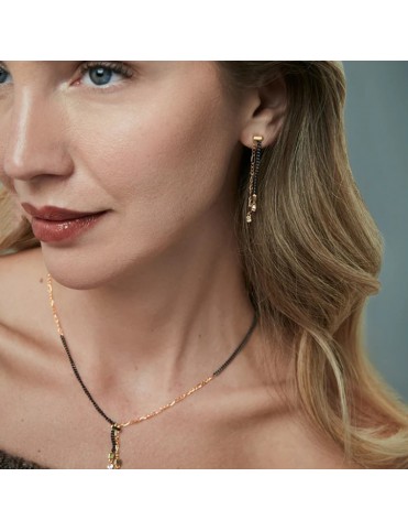 Pendientes Viceroy Plata Baño de Oro e IP Gris Cadena con Circonitas 13249E100-35