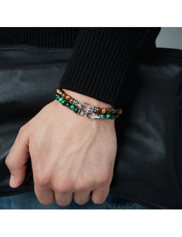 Pulsera Viceroy Caballero Plata con Baño de Rodio y Piedras Naturales Marrones 13256P000-44