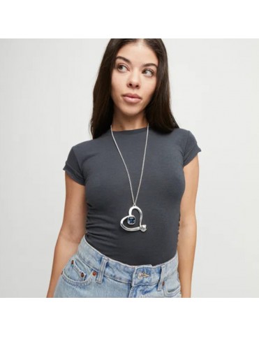 Collar UNO de 50 Corazón con Cristal Azul COL1990AZOMTL0U