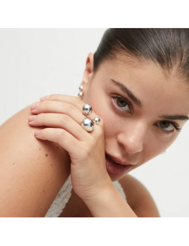 Anillo UNO de 50 Bañado en Plata de Ley con Tres Bolas de Diferente Tamaño ANI0843MTL000189