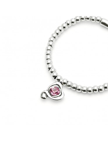 Pulsera UNO de 50 Bolas Bañada en Plata y Cristal Rosa PUL2514RSAMTL0M