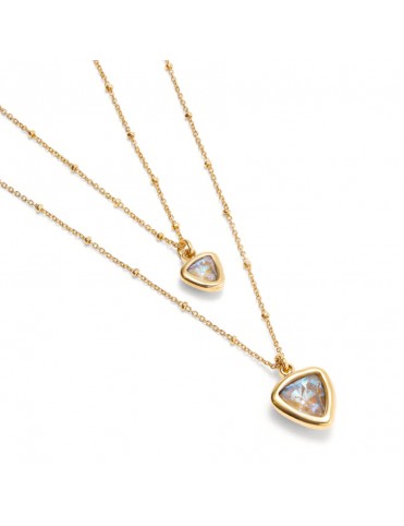 Colgante UNO de 50 Bañado en Oro 18k Doble Cadena y Triangulo de Cristal COL2001MCLORO0U