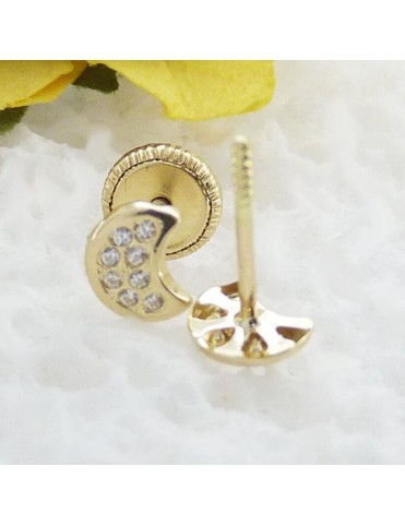 Pendientes Oro Luna con Circonitas 5mm 4246