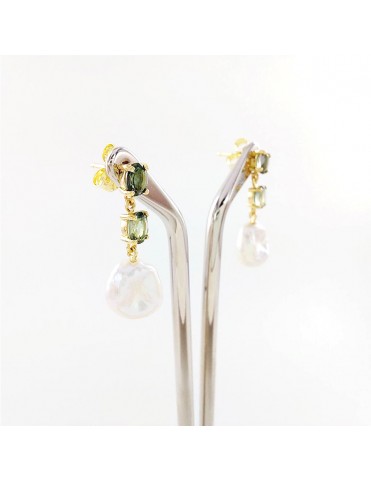 Pendientes Oro Topacio Verde y Perla Barroca 05512127PP1