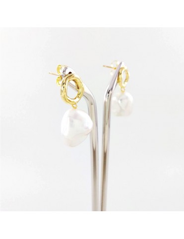 Pendientes Oro Círculo y Perla Barroca 05510968P