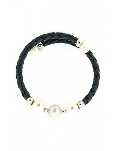 PULSERA PLATA AZUL PERLAS MUJER HB1795