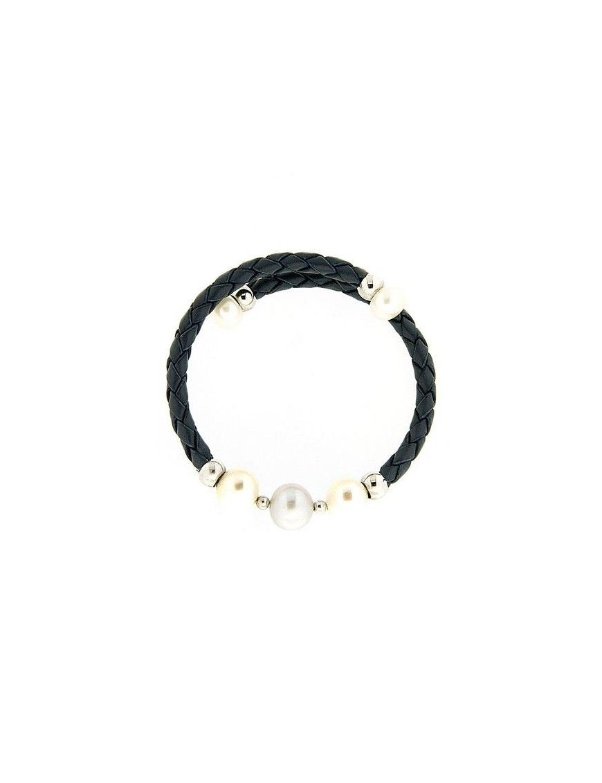 PULSERA PLATA AZUL PERLAS MUJER HB1795