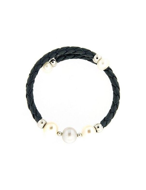 PULSERA PLATA AZUL PERLAS MUJER HB1795