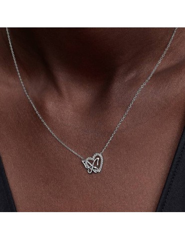 Collar Pandora Corazón y Mariposa Entrelazados 394477C01-45