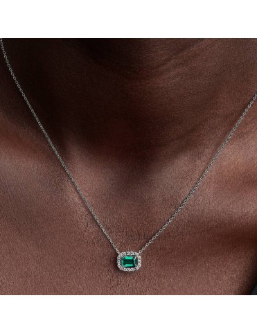 Collar Pandora Halo Rectangular Verde Brillante 394503C01-45
