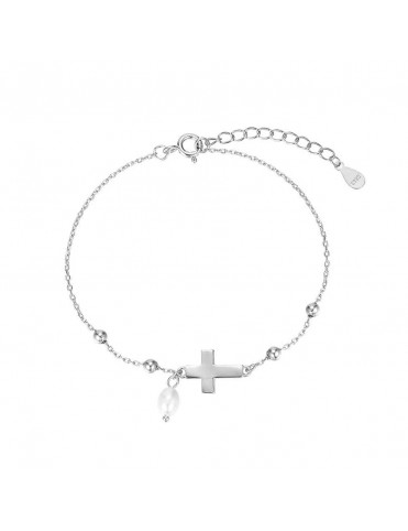 Pulsera Plata Cruz 12mm y...