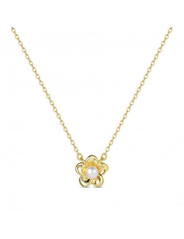 Collar Plata Chapada Flor...