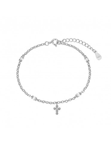 Pulsera Plata Perlas y Cruz...