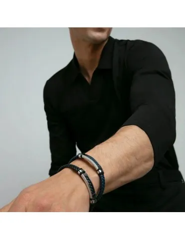Pulsera Viceroy Acero Piel y Silicona Negra 14310P01010