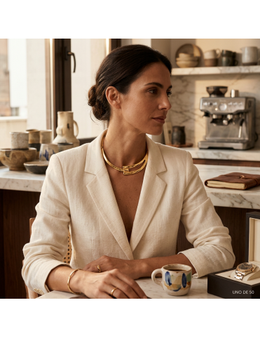 Collar Rígido UNOde50 Baño Oro 18K - COL1976ORO0000U