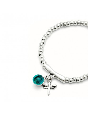 Pulsera UNO de 50 Libélula y Cristal Murano Verde - PUL2535VRDMTL0M