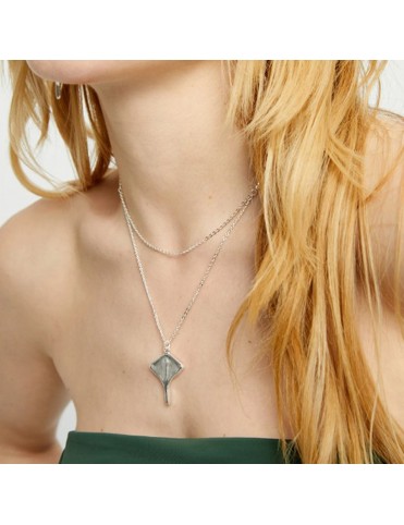 Collar UNOde50 Doble Baño Plata Mantarraya COL2043MTL0000U