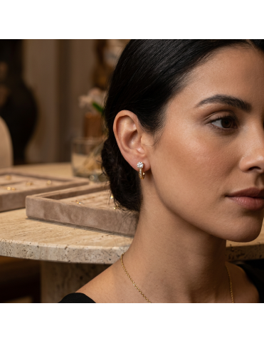 Pendientes Oro 18k Circonita Cierre Catalán - 56331-P/A/CI