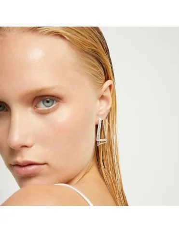 Pendientes UNOde50 Triangulares Dobles Bañados en Plata de Ley PEN1065MTL0000U