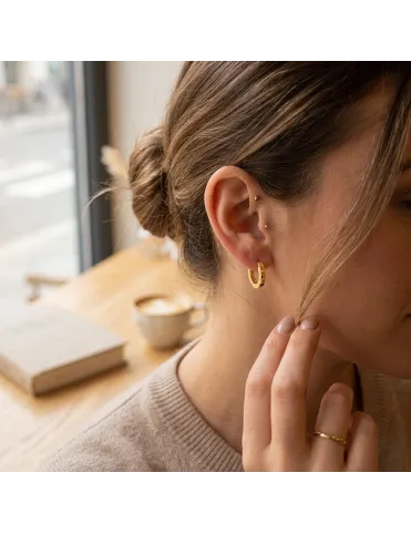 Pendientes Aro Liso Plata Ley Baño Oro 18K - 152908
