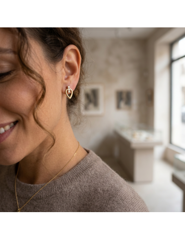 Pendientes Oro 18k Forma de Pera con Circonitas | 56732-P/A/CI