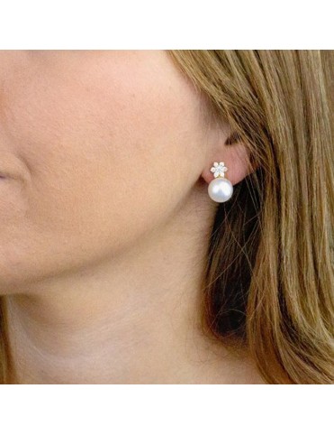 Pendientes Plata de Ley 925 Rodiada con Perla y Circonitas 149896