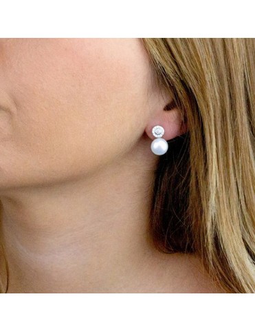 Pendientes Plata de Ley con Perla Cultivada y Circonitas | 149768