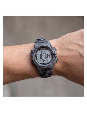 Reloj Calypso Digital Correa de Caucho Negro/Gris para Hombre K6073/3