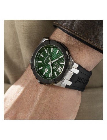 Reloj Jaguar Cristal de Zafiro Esfera Verde Correa de Caucho Negra para Hombre J1019/1