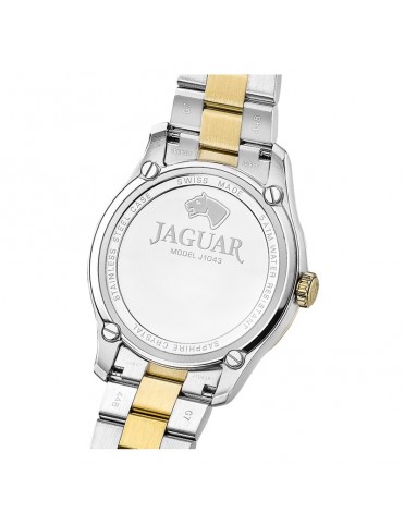 Reloj Jaguar Swiss Made Cristal de Zafiro Bicolor Acero/Dorado Esfera Plateada para Hombre J1043/1