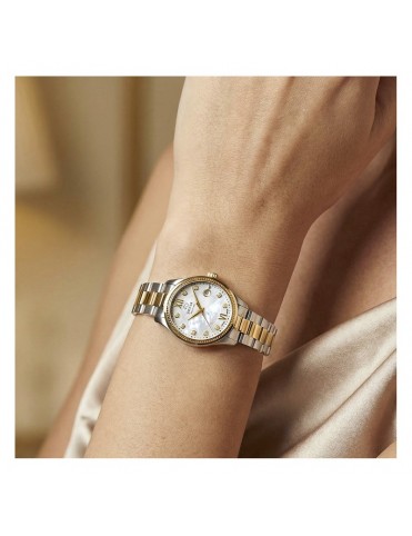 Reloj Jaguar Swiss Made Cristal de Zafiro Bicolor Acero/Dorado Esfera Nácar con Circonitas para Mujer J1059/2