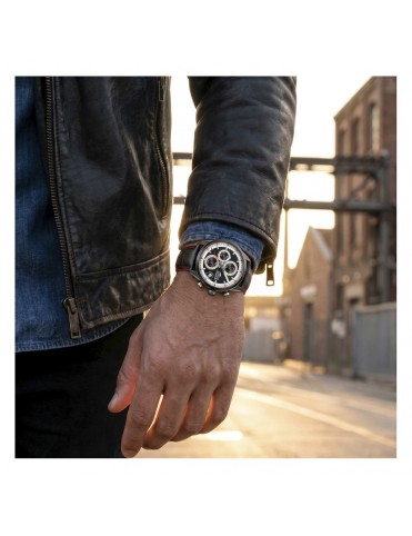 Reloj Lotus Cronógrafo Acero Correa de Piel Esfera Negra para Hombre 19089/1