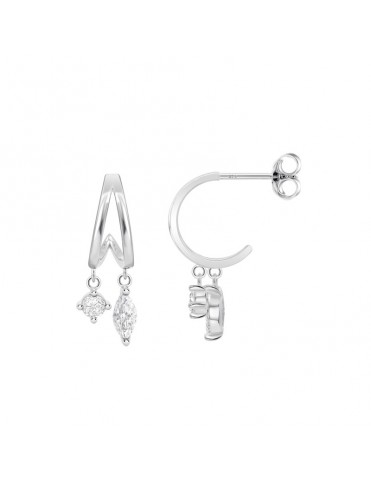 Pendientes Lotus Silver Aro Doble con Circonita y Lágrima LP3935-4/1