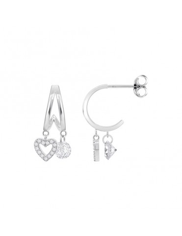 Pendientes Lotus Silver Aro Doble con Corazón de Circonitas LP3937-4/1
