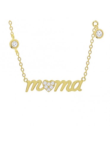 Collar Lotus Silver Dorado "Mamá" con Circonitas LP3948-1/2