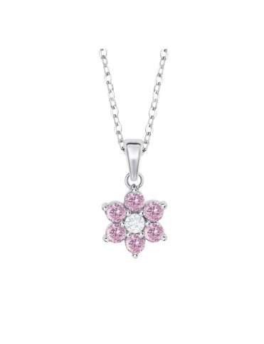 Collar Lotus Silver Flor de Circonitas Rosas LP3955-1/2