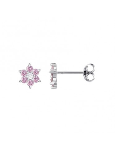 Pendientes Lotus Silver Flor de Circonitas Rosas LP3955-4/2