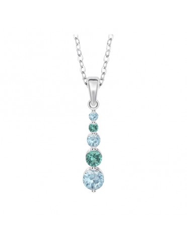 Colgante Lotus Silver Largo Degradado de Circonitas Azules y Verdes LP3957-1/1