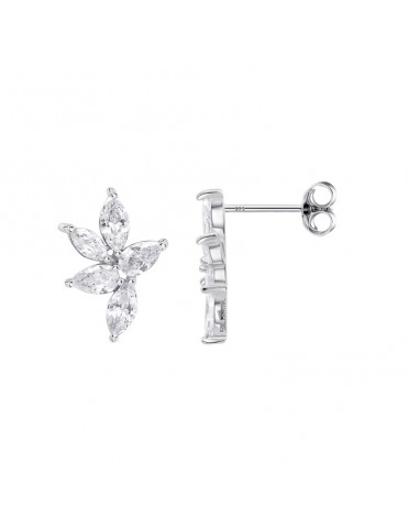 Pendientes Lotus Silver Flor de Hojas de Circonitas LP3960-4/1