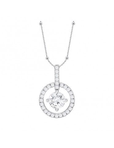 Colgante Lotus Silver Redondo con Halo y Circonita Central LP3965-1/1
