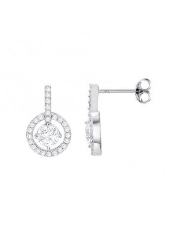 Pendientes Lotus Silver Redondos con Halo y Circonita Central LP3965-4/1