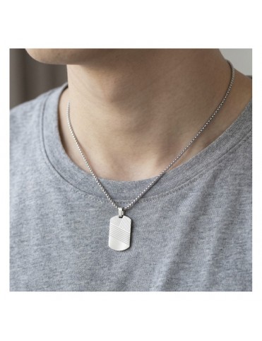 Collar Lotus Style Chapa Rectangular con Rayas Diagonales LS2639-1/1